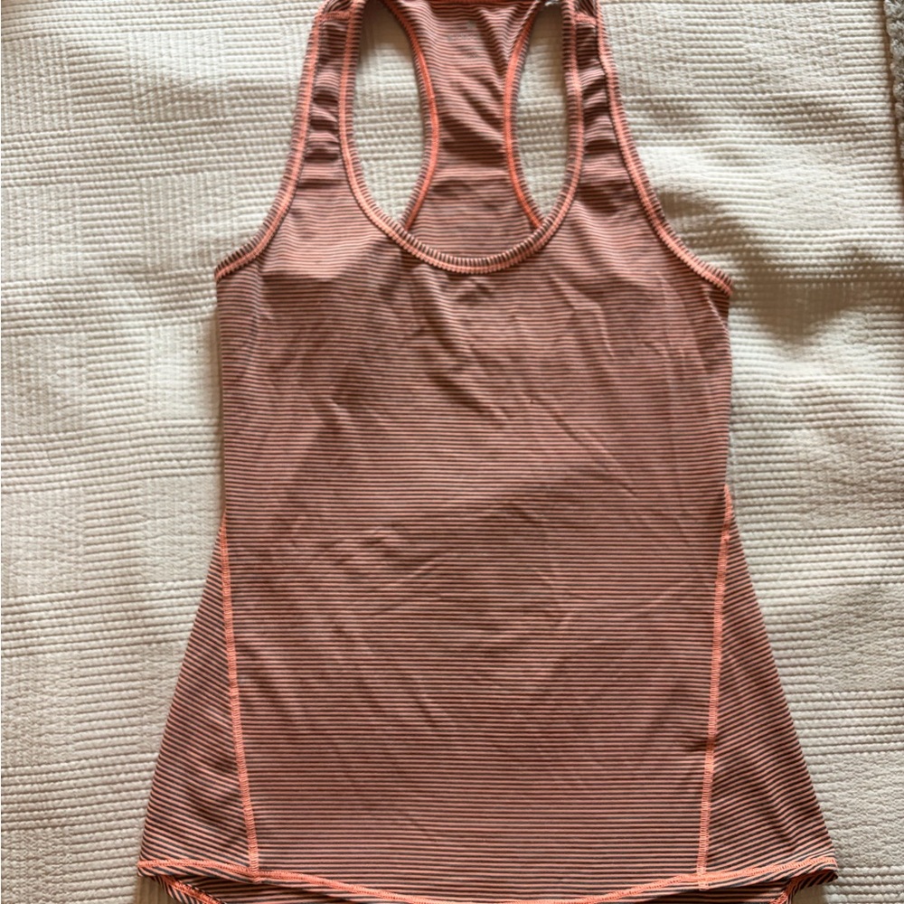 Athleta Striped Racerback Tank Top in Rust and Peach